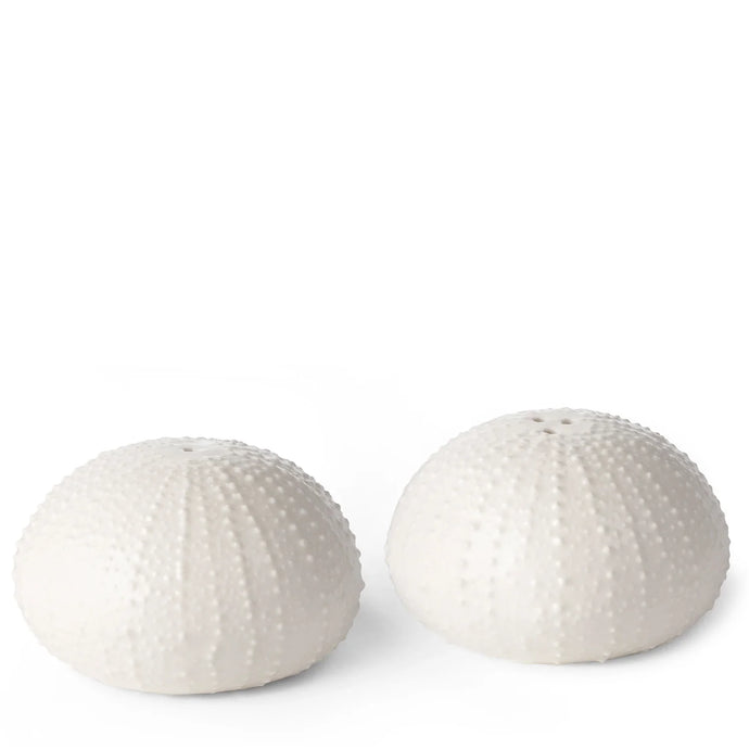 Sea Urchin White Salt & Pepper Shakers