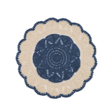 Load image into Gallery viewer, Sisila Blue &amp; Ecru Round Placemat