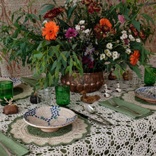Load image into Gallery viewer, Sisila Blue &amp; Ecru Round Placemat