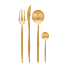 Load image into Gallery viewer, Moon Matte Gold Flatware Set (24 Pieces)