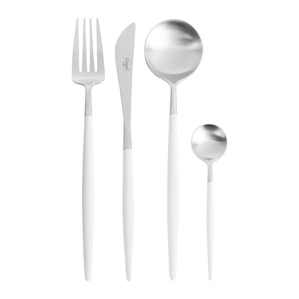 Goa White & Silver Flatware Set (75 Pieces)