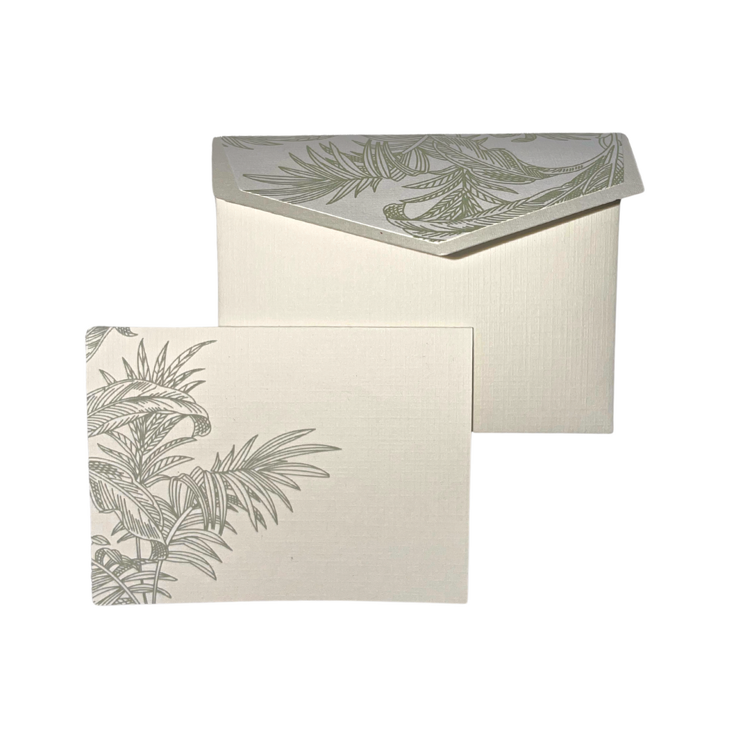 Tropics Laurel Green Stationery Cards, Set of 10