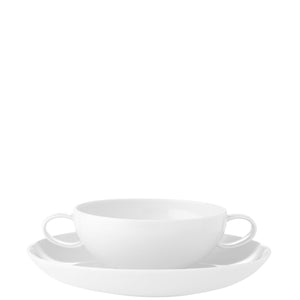 Domo White Consomme Cup & Saucer, Set of 4