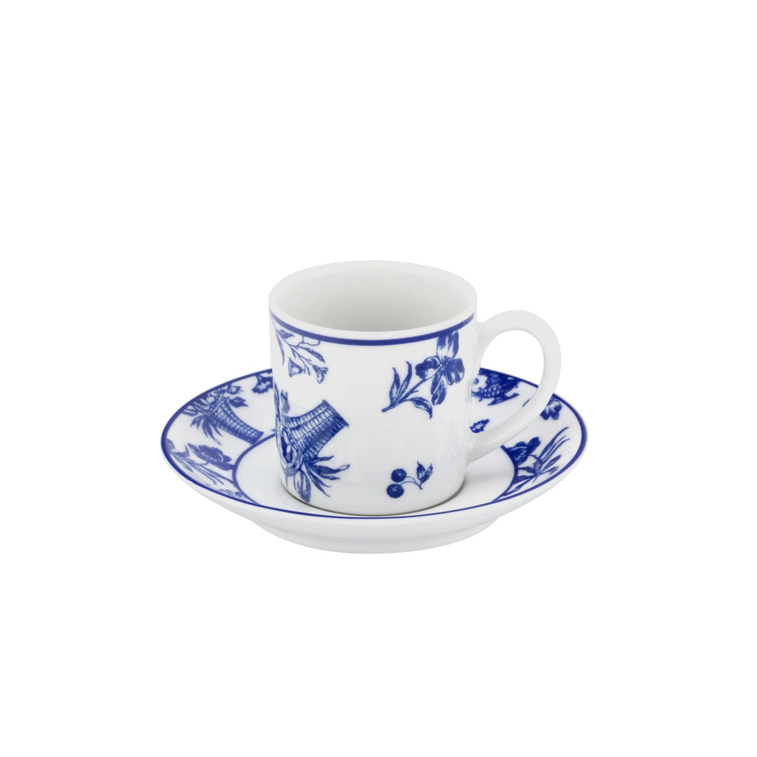 Chintz Azul Coffee Cup & Saucer, Set of 4