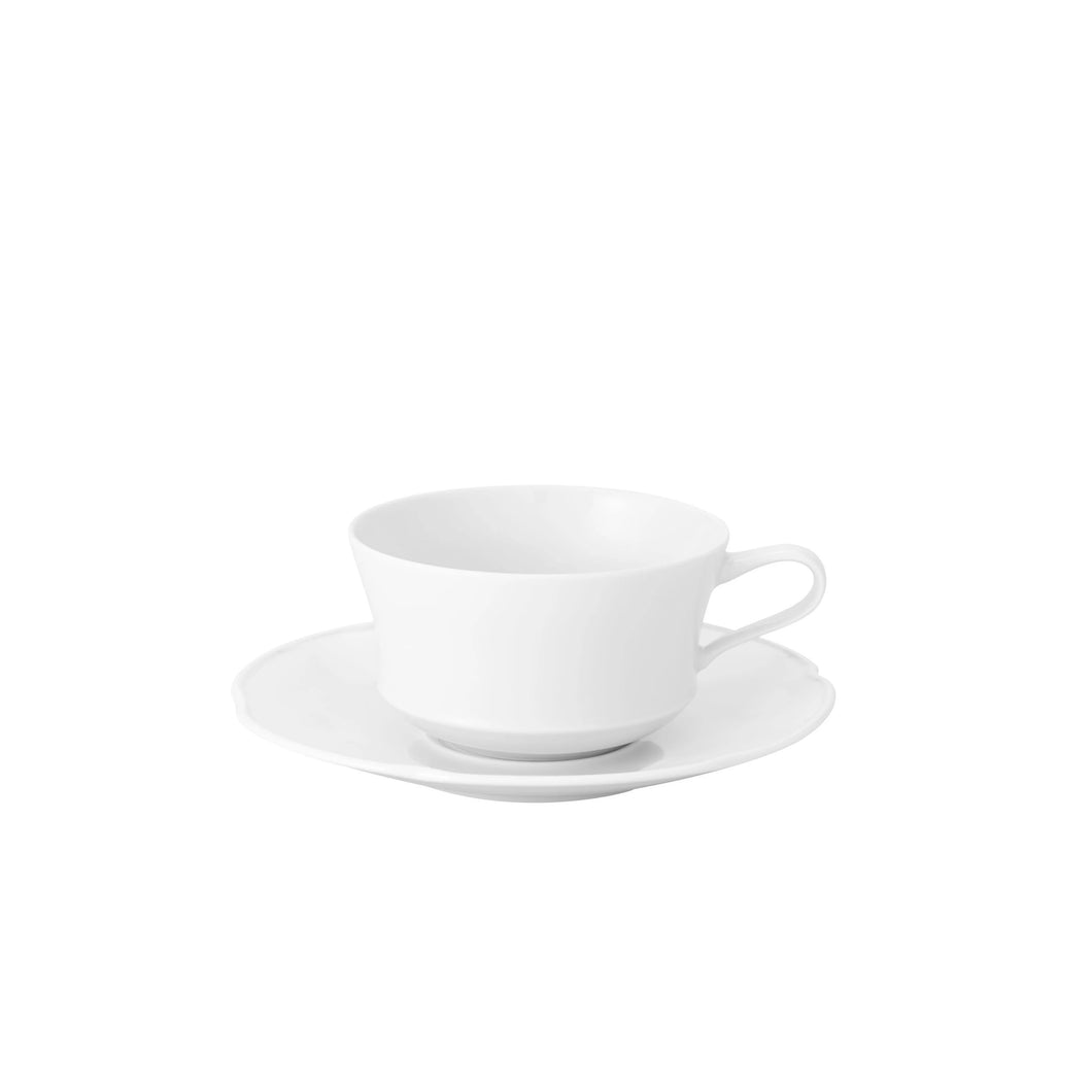 Crown White Tea Cup & Saucer, Set of 4
