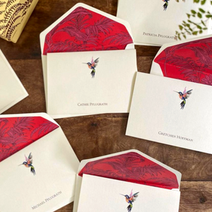 Hummingbird Crimson Red Stationery Cards, Set of 10