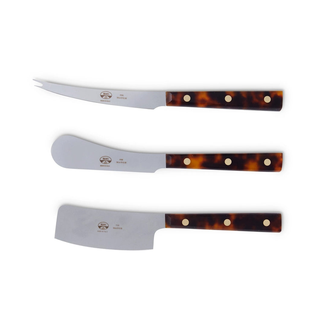Tortoise Lucite Cheese Knife Set, 3 Knives
