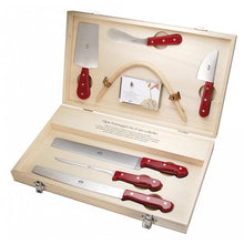 Load image into Gallery viewer, Red Lucite Italiani Cheese Knife Set, 7 Knives