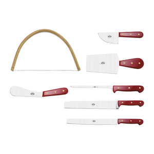 Red Lucite Italiani Cheese Knife Set, 7 Knives