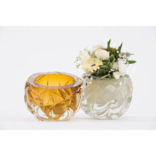 Load image into Gallery viewer, Amber Gold Leaf Cut Vase