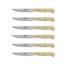 Load image into Gallery viewer, White Lucite Coltello Steak Knife Set, 6 Knives