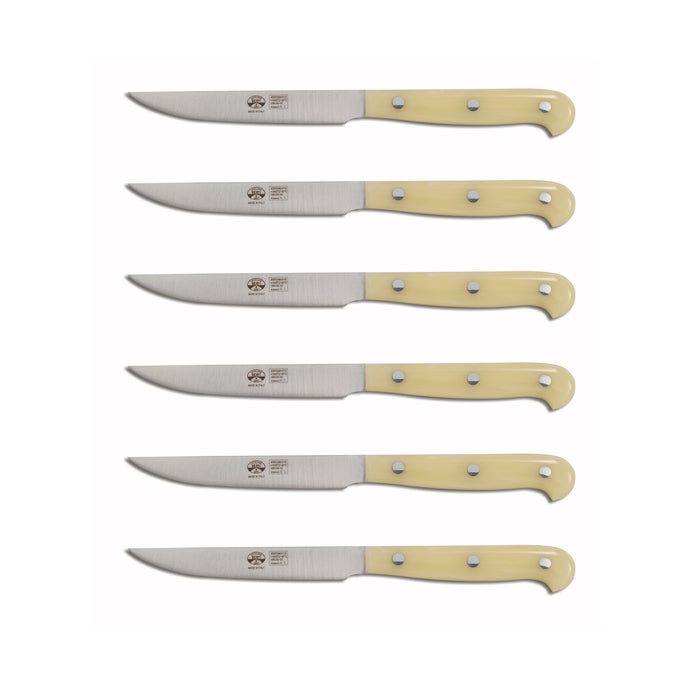 White Lucite Coltello Steak Knife Set, 6 Knives