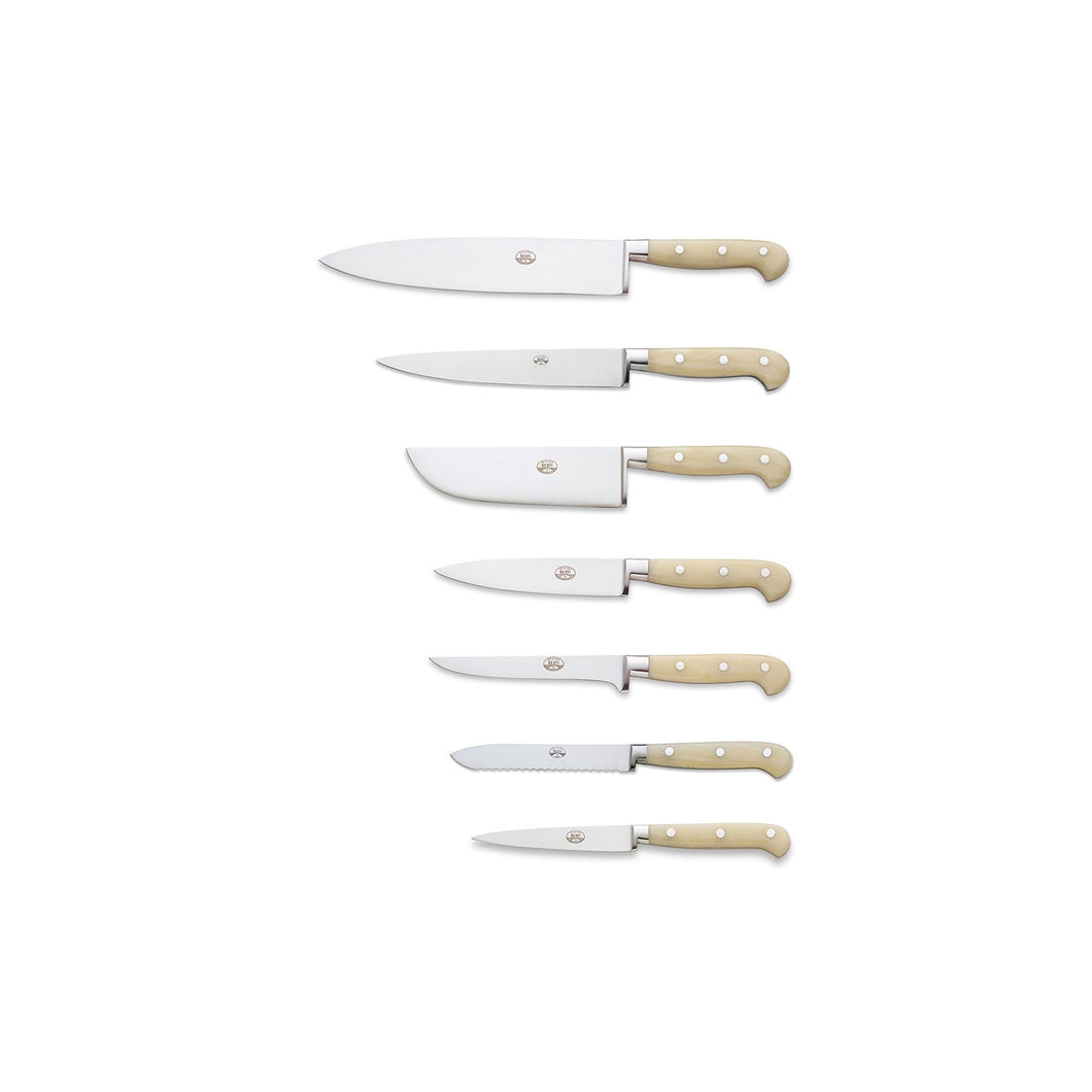 White Lucite Kitchen Knife Set, 7 Knives
