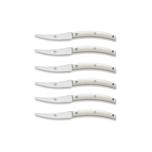White Lucite Convivio Steak Knife Set, 6 Knives