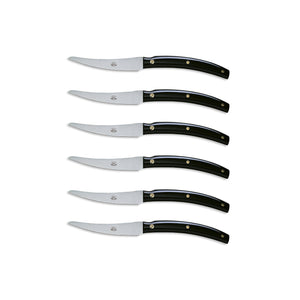 Black Lucite Convivio Steak Knife Set, 6 Knives