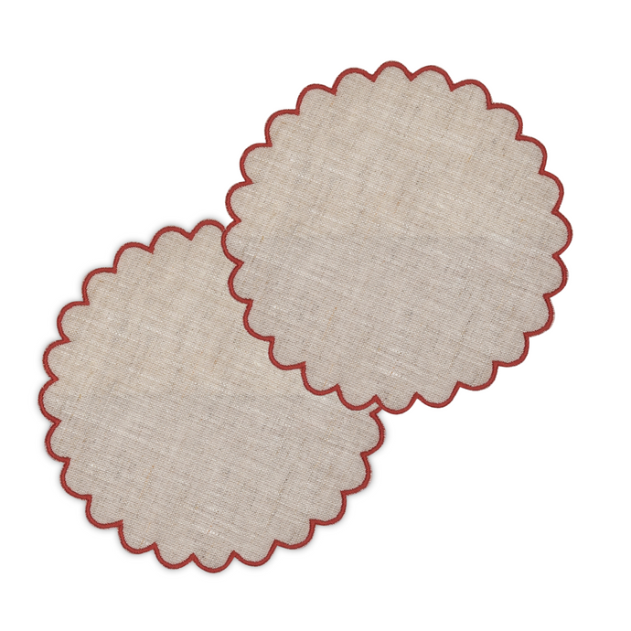 Onditas Natural and Red Coaster, Set of 4