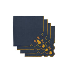 Load image into Gallery viewer, Drops Navy &amp; Ocre Napkins, Set of 4