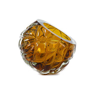 Amber Gold Leaf Cut Vase