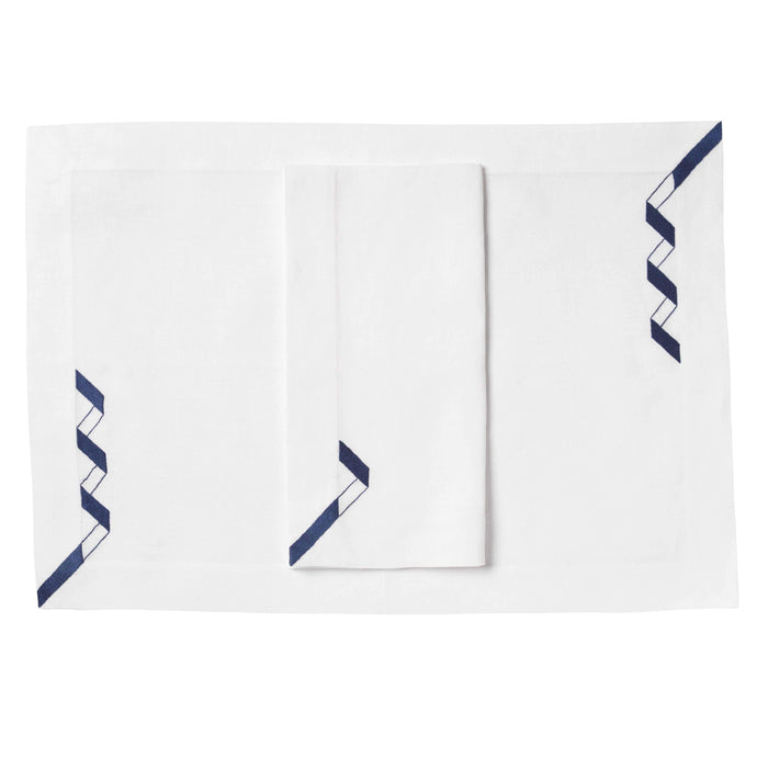 Geometric Ribbon Linens, Set of 4