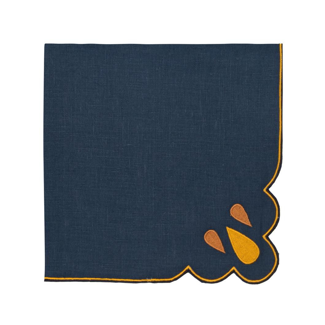 Drops Navy & Ocre Napkins, Set of 4