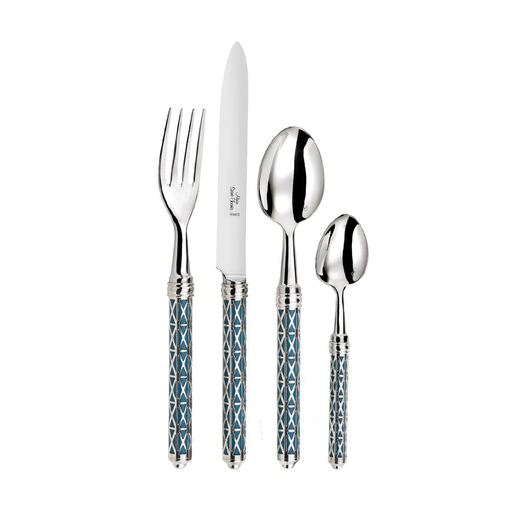 Louxor Argent Bleu Silver Plated Flatware Set, 5 Pieces