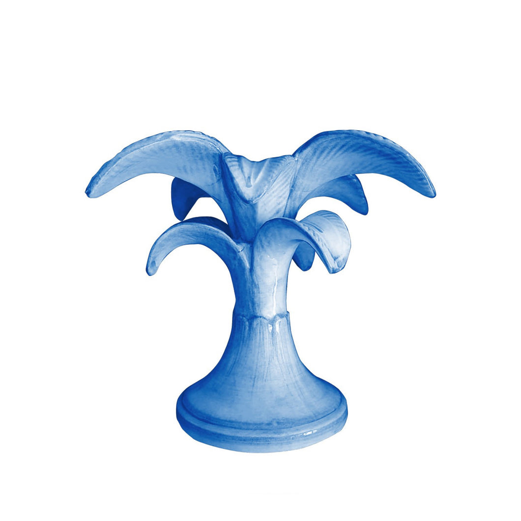 Small Blue Palm Tree Candlestick