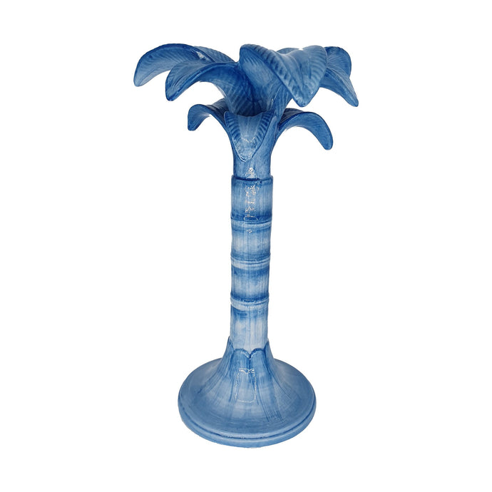 Medium Blue Palm Tree Candlestick
