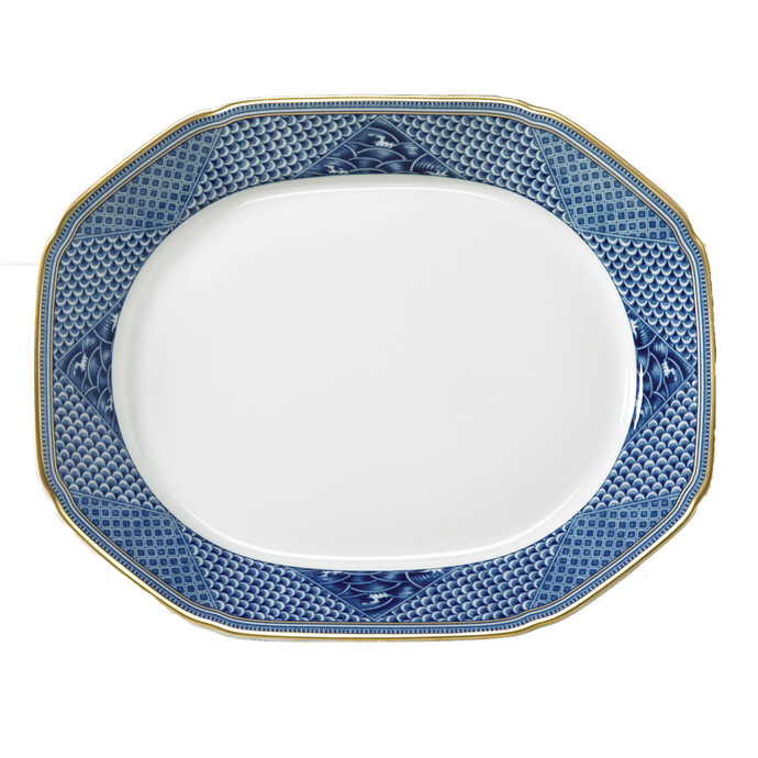 Indigo Wave Octagonal Platter