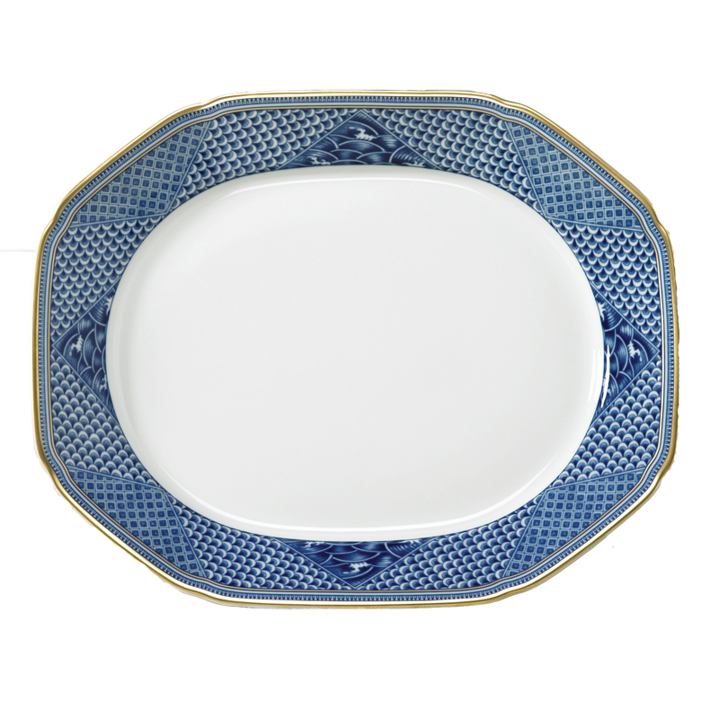 Indigo Wave Octagonal Platter