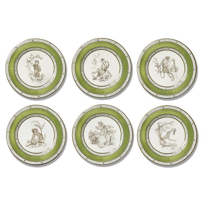 Set of 6 Monkeys Plates, Designs 1-6