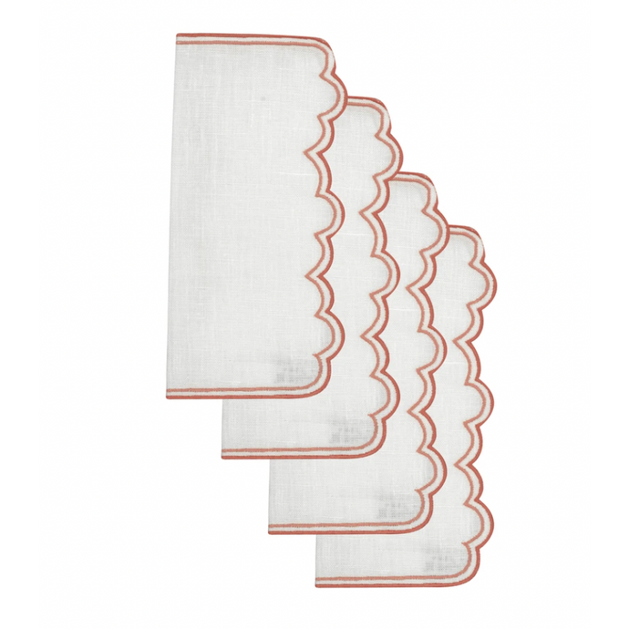 Escamas Coral Cocktail Napkin, Set of 4