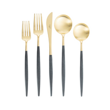 Load image into Gallery viewer, Goa Blue &amp; Matte Gold Flatware Set (75 Pieces)