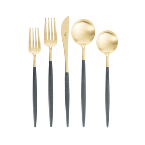 Goa Blue & Matte Gold Flatware Set (75 Pieces)