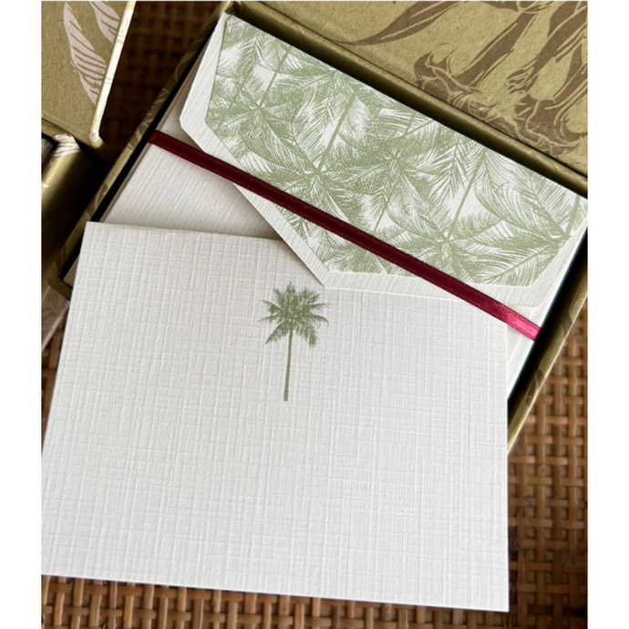 Green Palm Stationery Cards, Set of 10