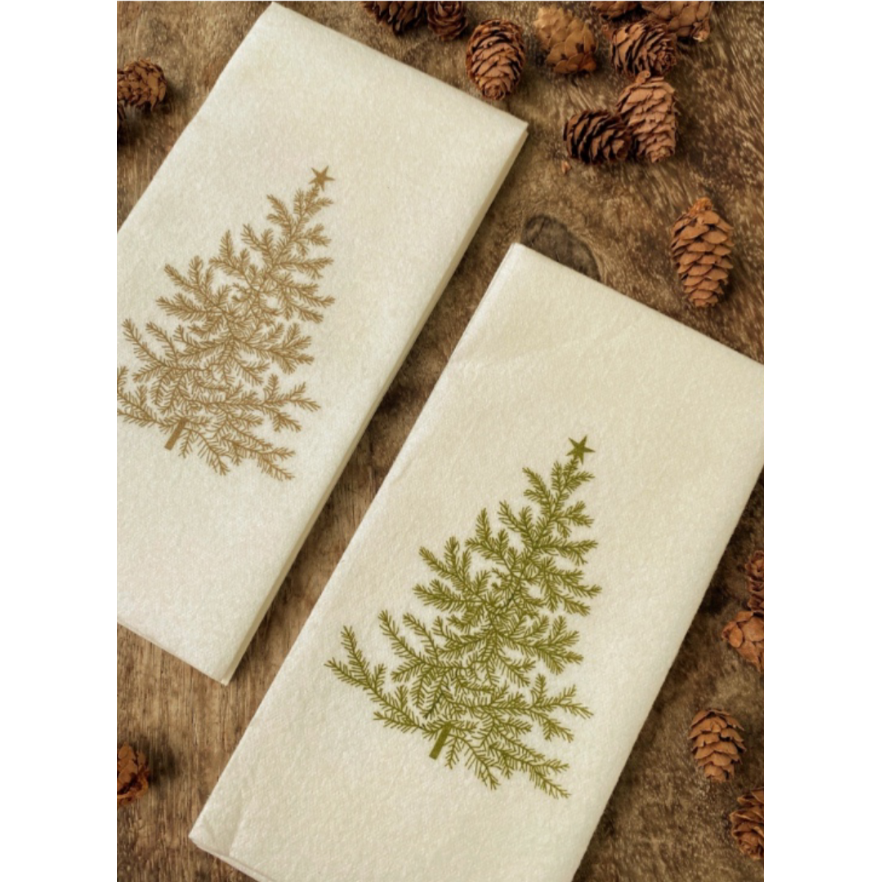 Green Tree Disposable Hand Towels, Set of 12