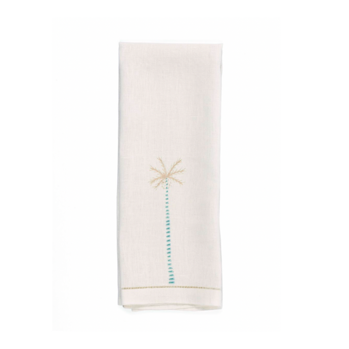Palm Tree Teal Guest Towel, Set of 2