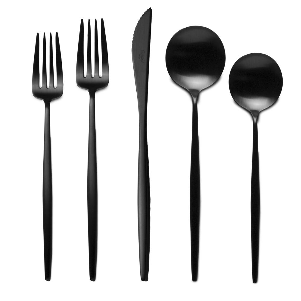 Moon Brushed Black Flatware Set (75 Pieces)