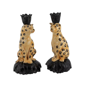 Leopard Candlestick, Set of 2