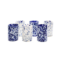 Load image into Gallery viewer, Macchia su Macchia Ivory &amp; Blue Glass Mix, Set of 6