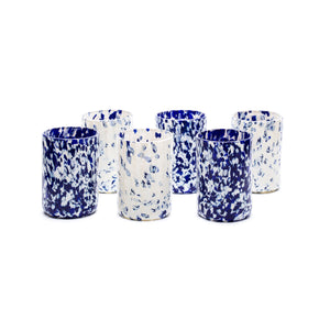 Macchia su Macchia Ivory & Blue Glass Mix, Set of 6