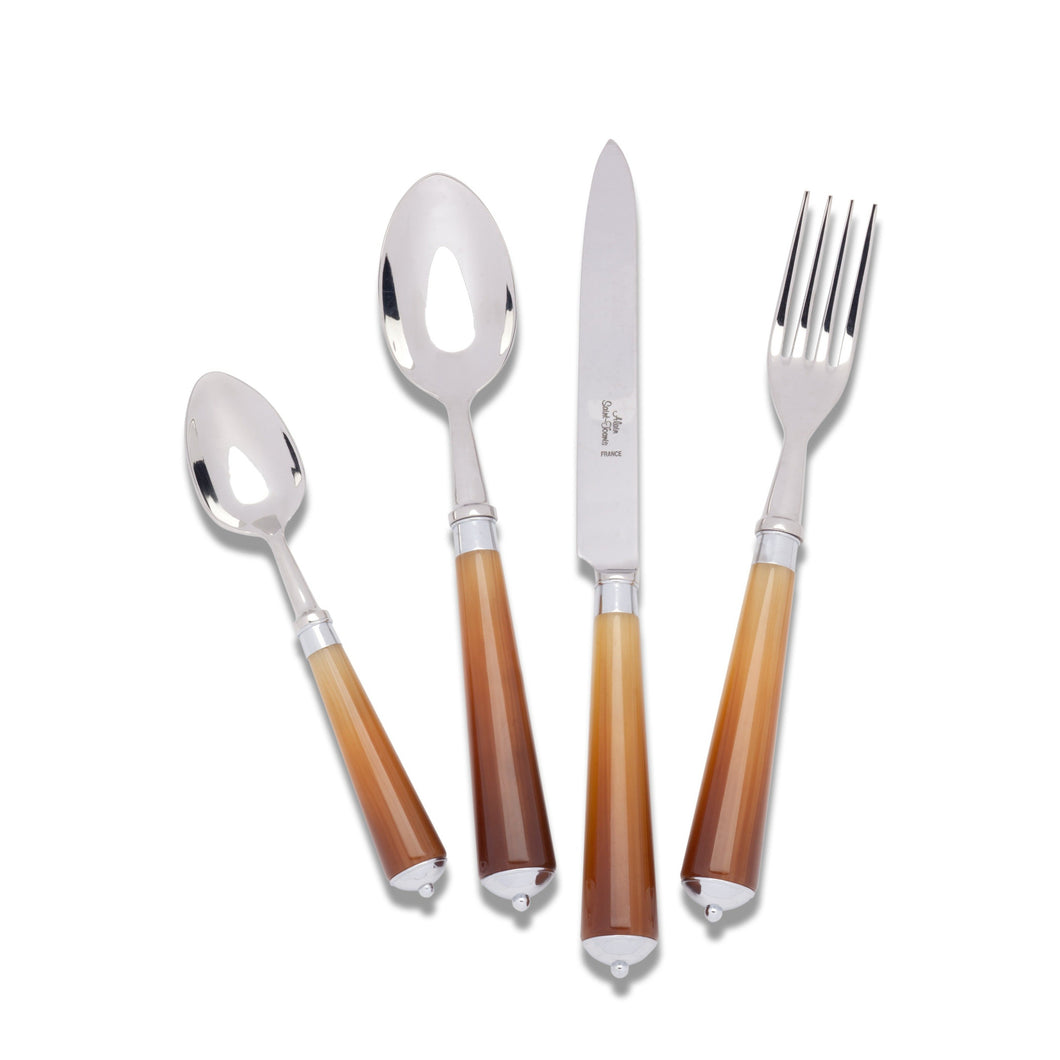 Julia Dark Horn Flatware Set, 5 Pieces