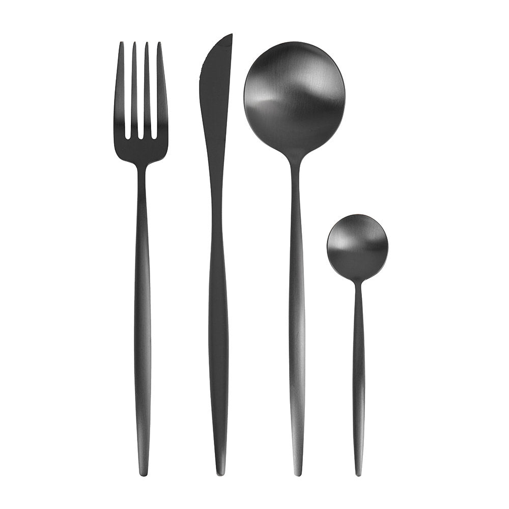 Moon Brushed Black Flatware Set (24 Pieces)