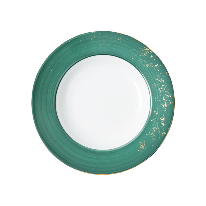 Golden Green Soup Plate, Set of 2